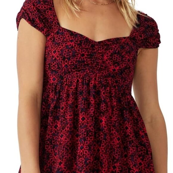 Free People Tabitha Mini Dress Women Size L Blue Red - Picture 2 of 15